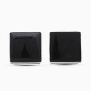 Black Onyx Silver Mens Cufflinks