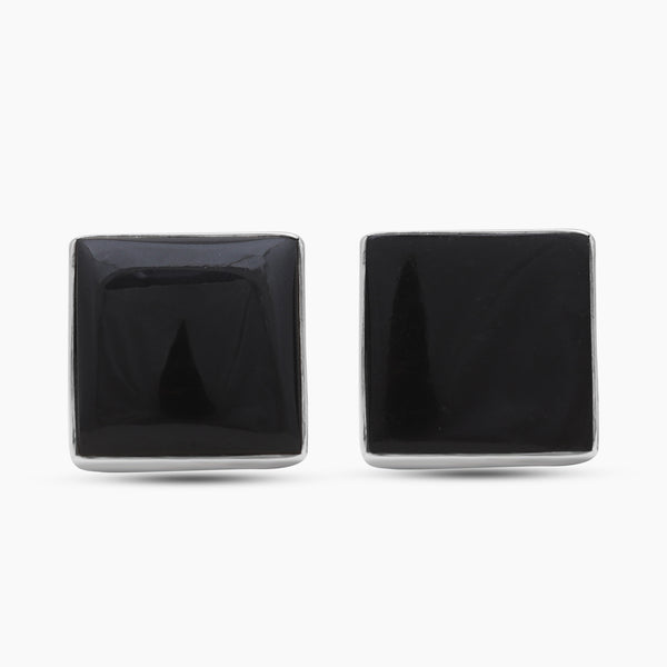 Black Onyx Silver Mens Cufflinks