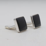 Black Onyx Silver Mens Cufflinks