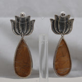 Natural Brecciated Mookaite Silver Earrings