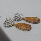 Natural Brecciated Mookaite Silver Earrings