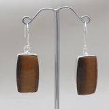 925 Sterling Silver Brown Tiger Eye Earrings