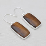 925 Sterling Silver Brown Tiger Eye Earrings
