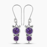 925 Sterling Silver Purple Amethyst Earrings
