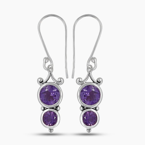 925 Sterling Silver Purple Amethyst Earrings