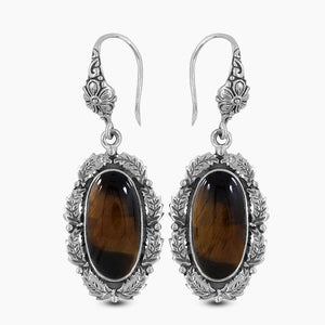 Tiger Eye Silver Earrings