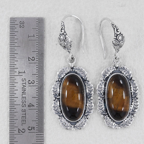 Tiger Eye Silver Earrings