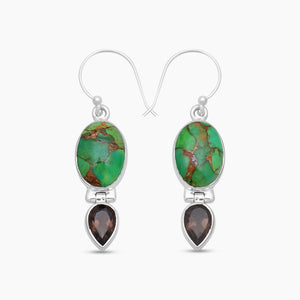 Green Copper Turquoise Silver Earring