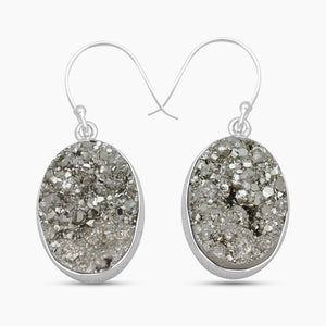 Pyrite Druzy Sterling Silver Earrings