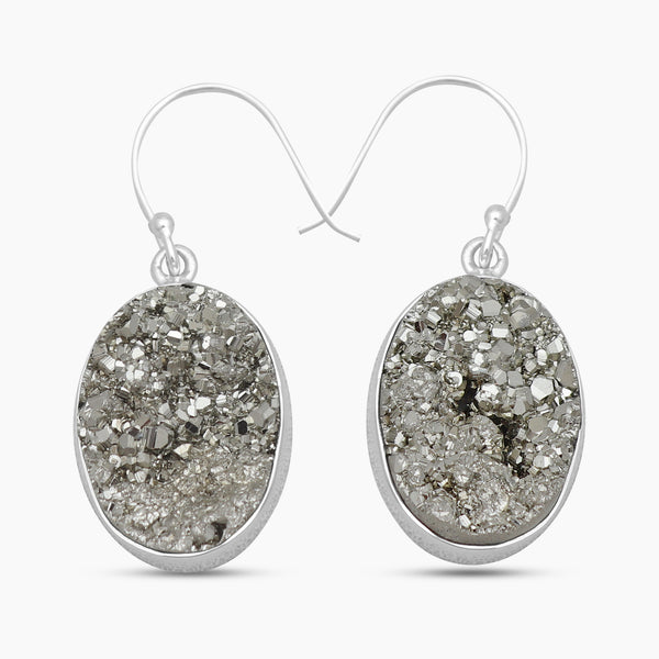 Pyrite Druzy Sterling Silver Earrings