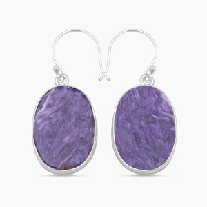 Charoite Silver Earrings