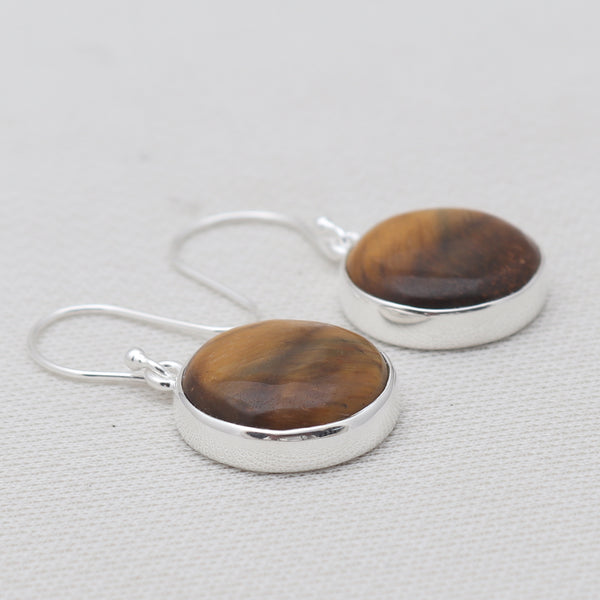 925 Sterling Silver Tiger Eye Earrings