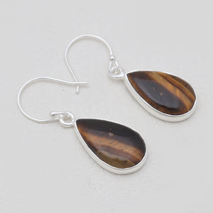 925 Sterling Silver Tiger Eye Earrings
