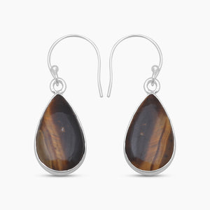 925 Sterling Silver Tiger Eye Earrings