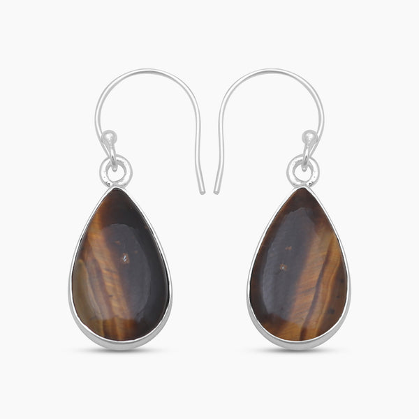 925 Sterling Silver Tiger Eye Earrings