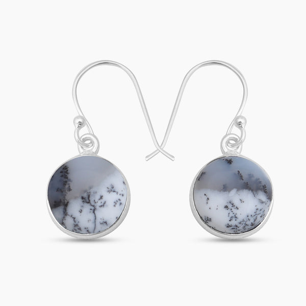 Dendritic Opal Silver Earrings