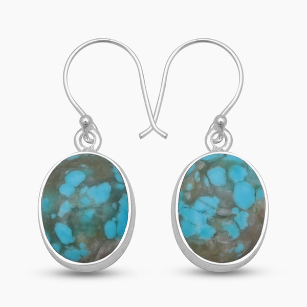 Mexican Turquoise Silver Plain Earrings
