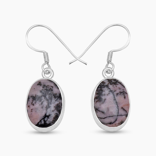 925 Sterling Silver Rhodonite Earrings