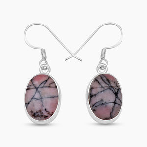 925 Sterling Silver Rhodonite Earrings