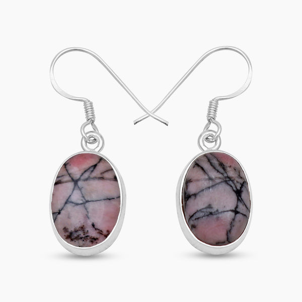 925 Sterling Silver Rhodonite Earrings