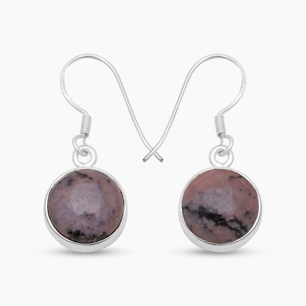 925 Sterling Silver Rhodonite Earrings