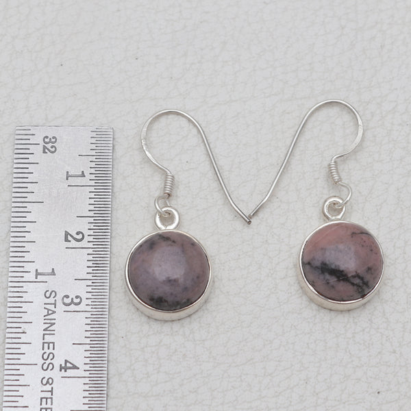 925 Sterling Silver Rhodonite Earrings