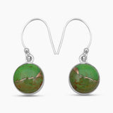 Green Copper Turquoise Silver Earrings