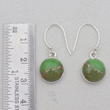 Green Copper Turquoise Silver Earrings