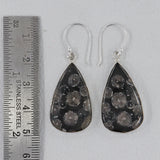Black Coral Silver Plain Earrings