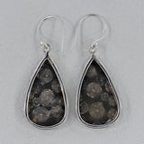 Black Coral Silver Plain Earrings