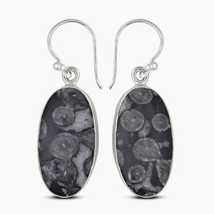 Black Coral Silver Earrings