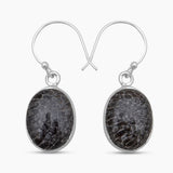 925 Sterling Silver Black Coral Earrings