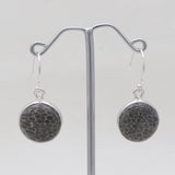 Natural Black Coral Silver Earrings