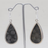 Black Coral Silver Plain Earrings