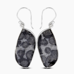 Black Coral Silver Plain Earrings