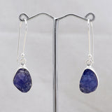 Raw Tanzanite Silver Earrings