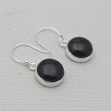925 Sterling Silver Black Onyx Plain Earrings