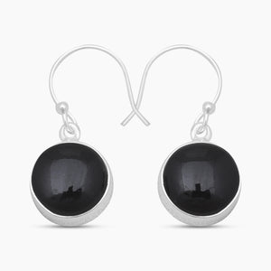 925 Sterling Silver Black Onyx Plain Earrings