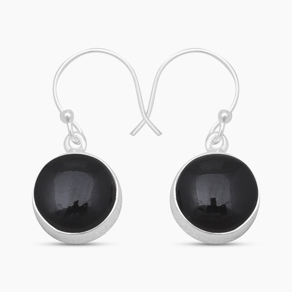 925 Sterling Silver Black Onyx Plain Earrings