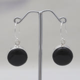 925 Sterling Silver Black Onyx Plain Earrings