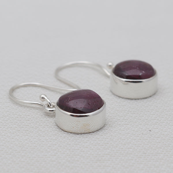 925 Sterling Silver Star Ruby Earrings