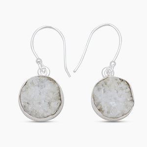 Rainbow Druzy Silver Earrings