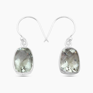 Green Amethyst Silver Earrings