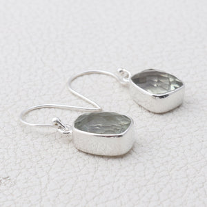 Green Amethyst Silver Earrings