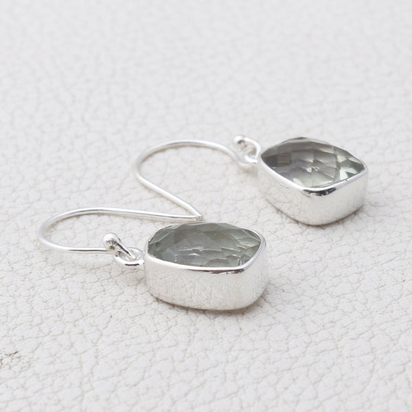 Green Amethyst Silver Earrings
