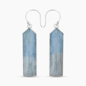 Aquamarine Point Silver Earrings