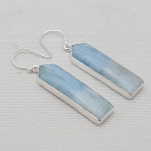 Aquamarine Point Silver Earrings
