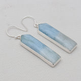 Aquamarine Point Silver Earrings