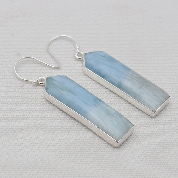 Aquamarine Point Silver Earrings