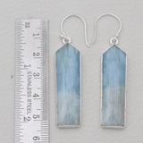 Aquamarine Point Silver Earrings